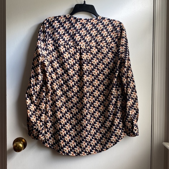 Talbots Triangle Patterned Long Sleeve Popover Blouse size Small - Picture 6 of 7